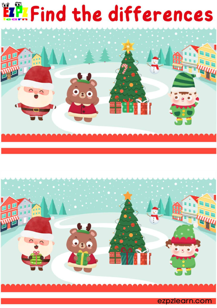 Christmas Spot the Difference Worksheets