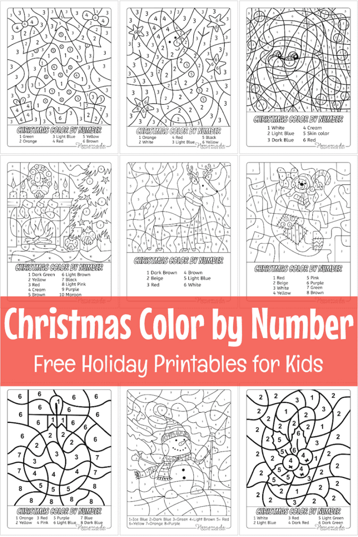 Free Printable Color by Number Christmas Worksheets