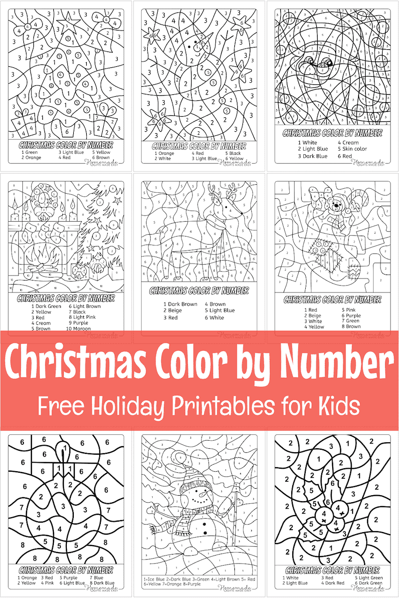 Free Christmas Colornumber Printables in Free Printable Color By Number Christmas Worksheets