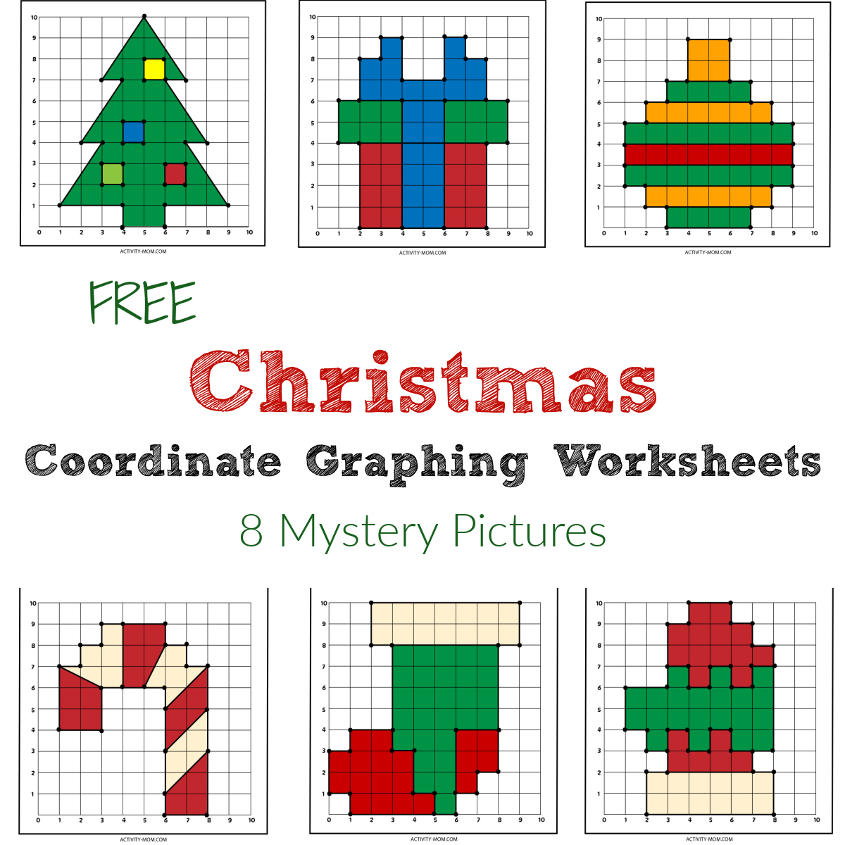 Free Christmas Coordinate Graphing Worksheets - The Activity Mom within Four Quadrants Free Printable Christmas Coordinate Graphing Worksheets