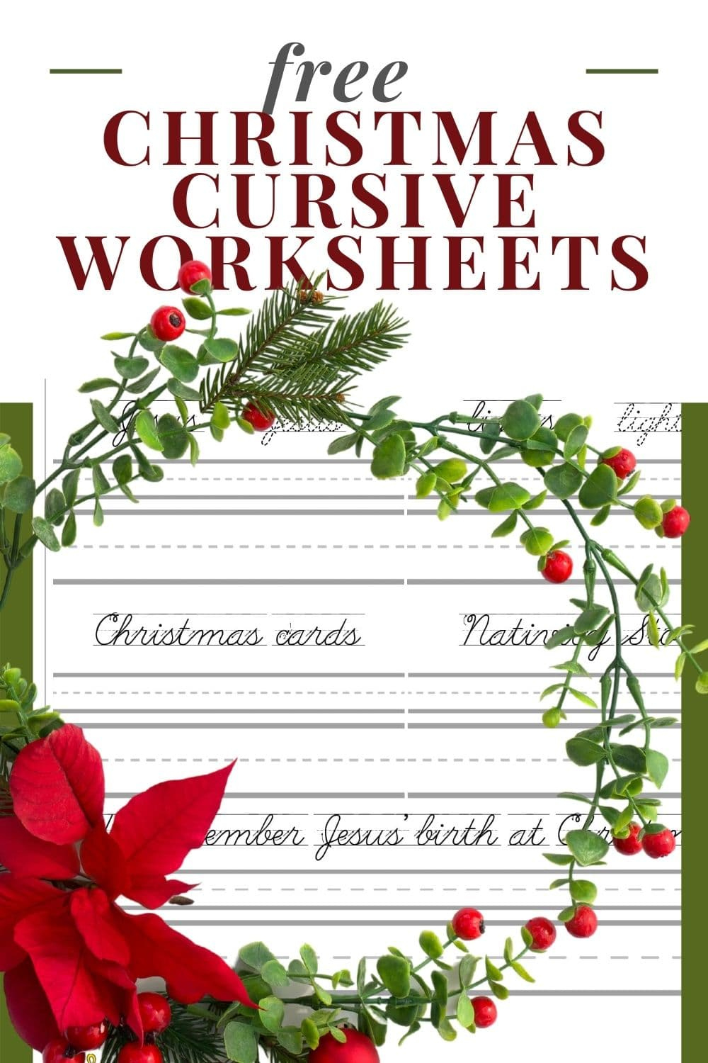 Free Christmas Cursive Handwriting Worksheet, Download Free regarding Christmas Cursive Handwriting Worksheets