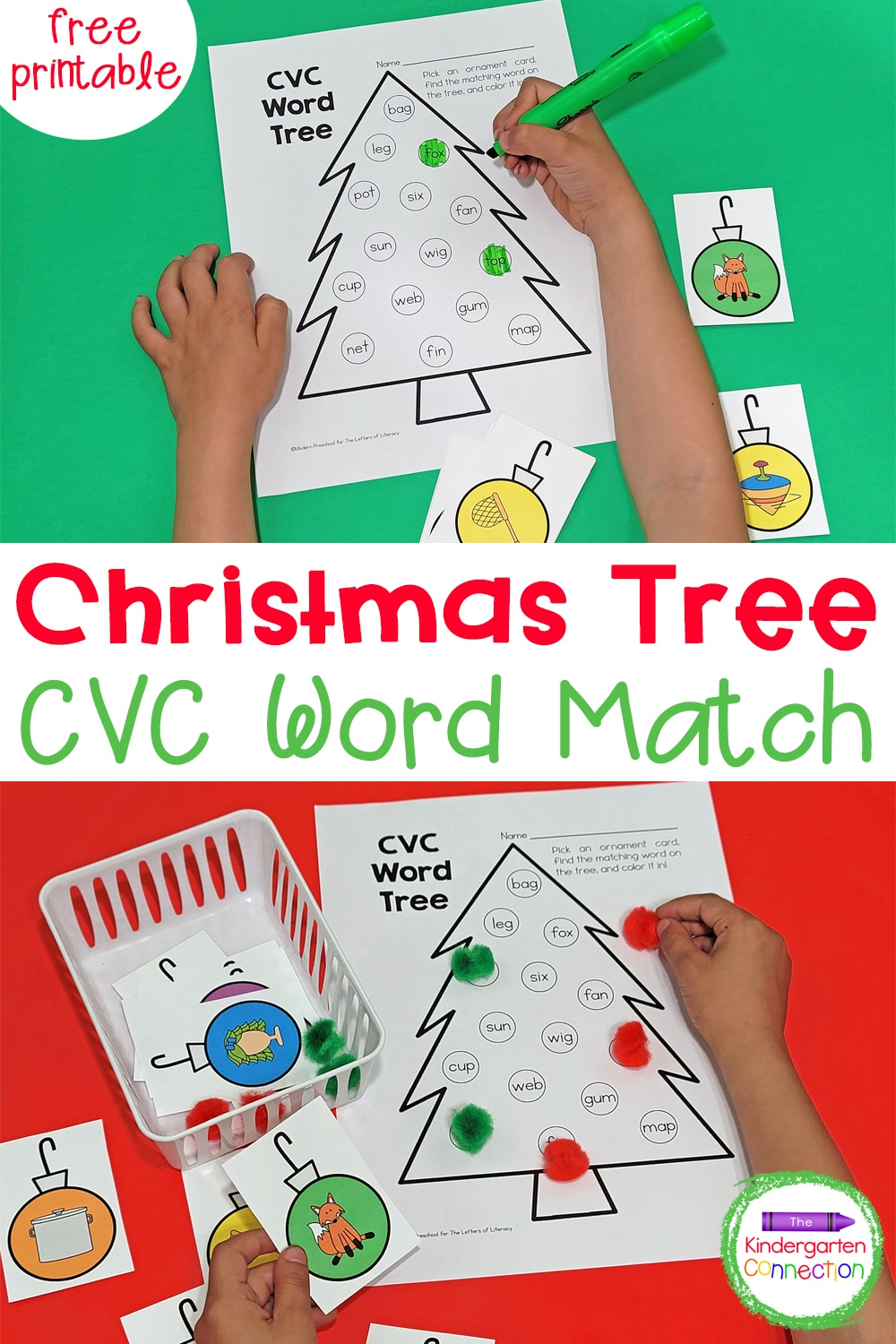 Free Christmas Cvc Word Match within Christmas Cvc Words Worksheets