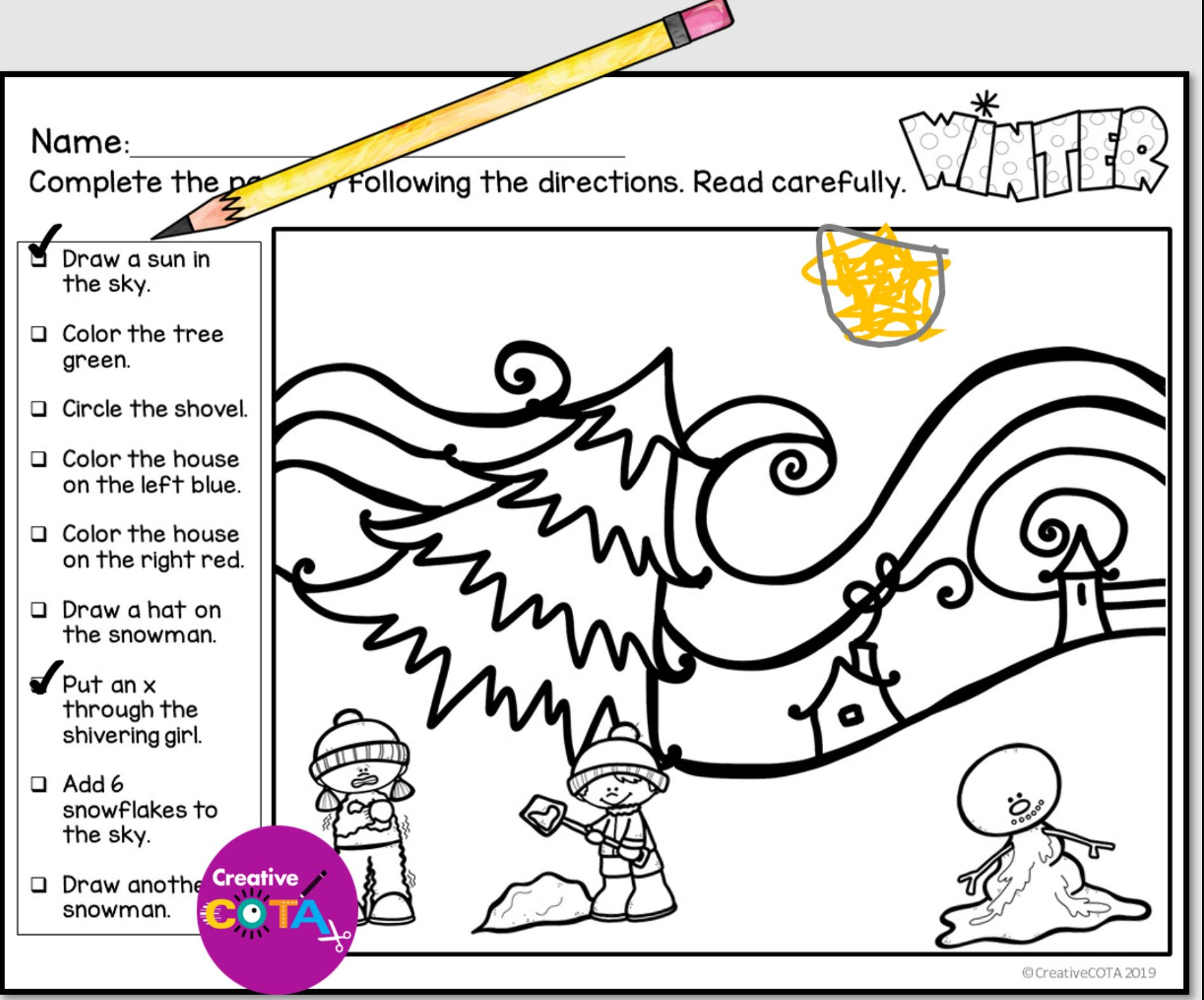 Free Christmas Following Directions Worksheets For Kindergarten within Christmas Following Directions Worksheets