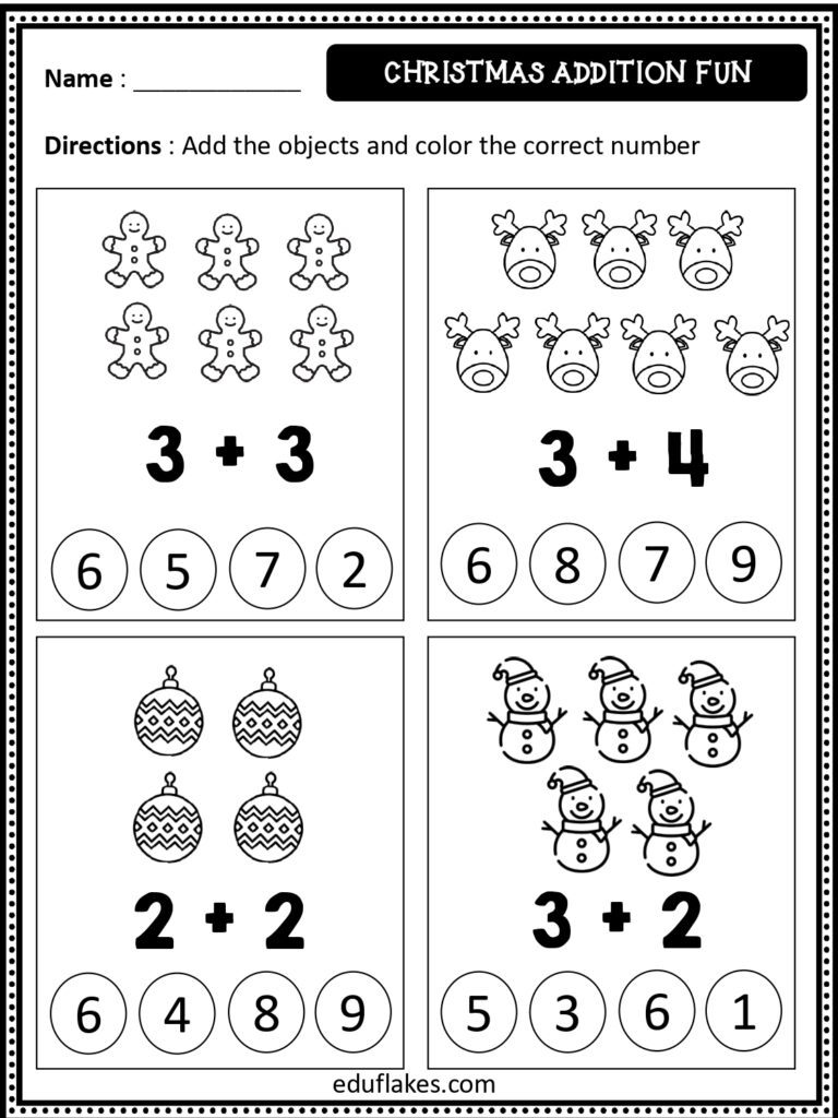 Free Christmas Math Worksheets For Kindergarten - Eduflakes with Free Christmas Subtraction Worksheets