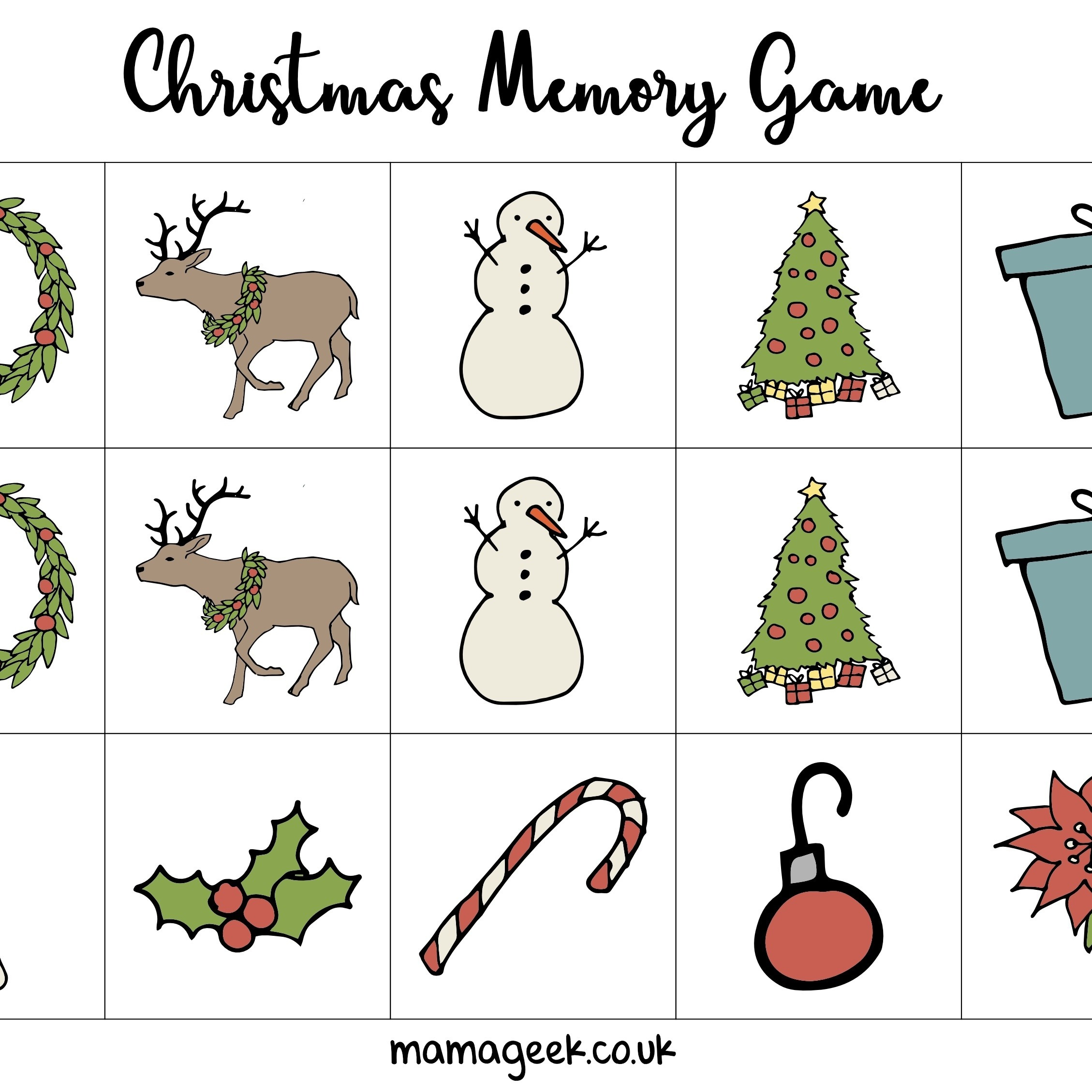 Free Christmas Printables – Memory Game | Mama Geek with A Christmas Memory Worksheets