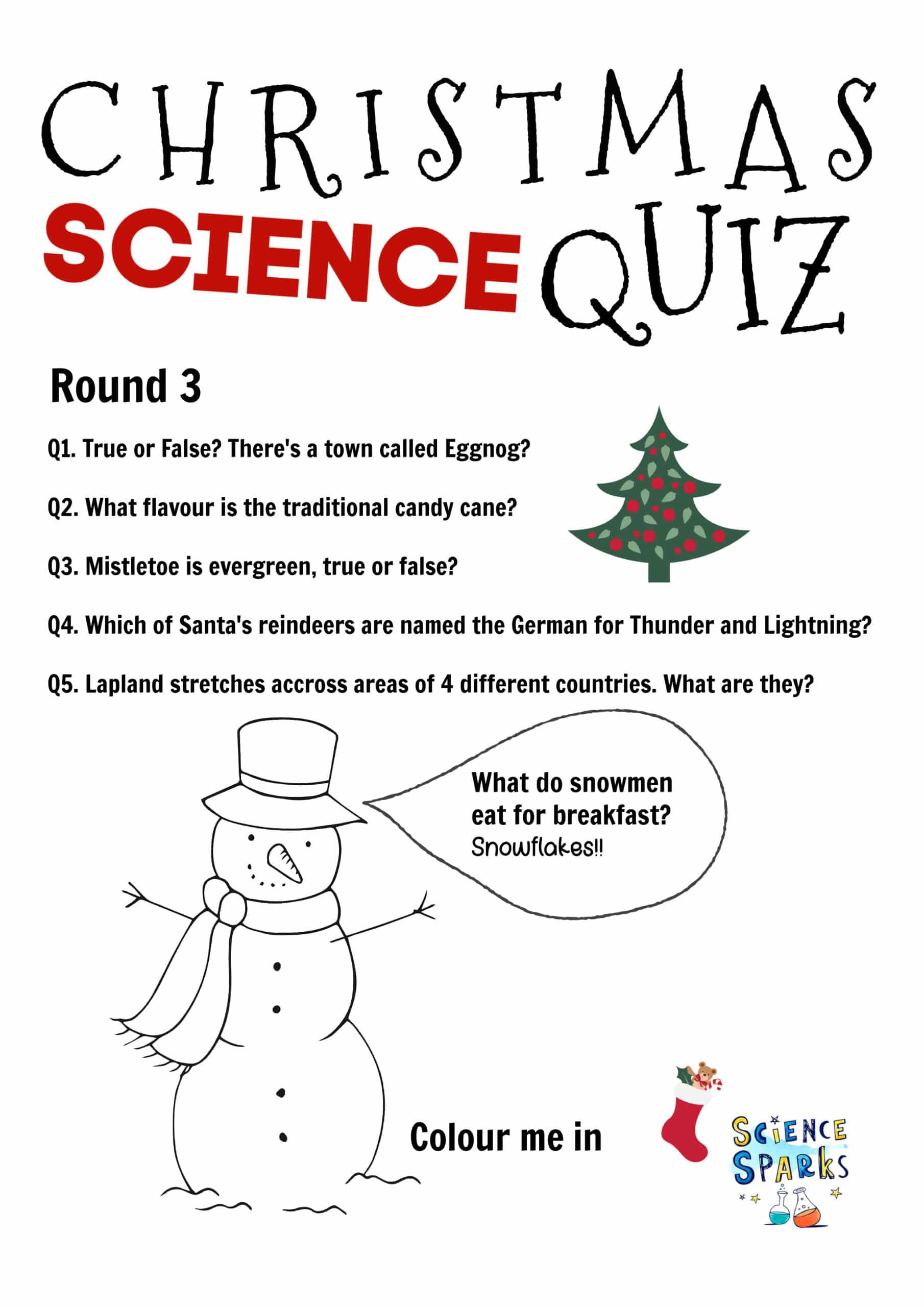 Free Christmas Science Quiz regarding The Science Of Christmas Question Worksheets