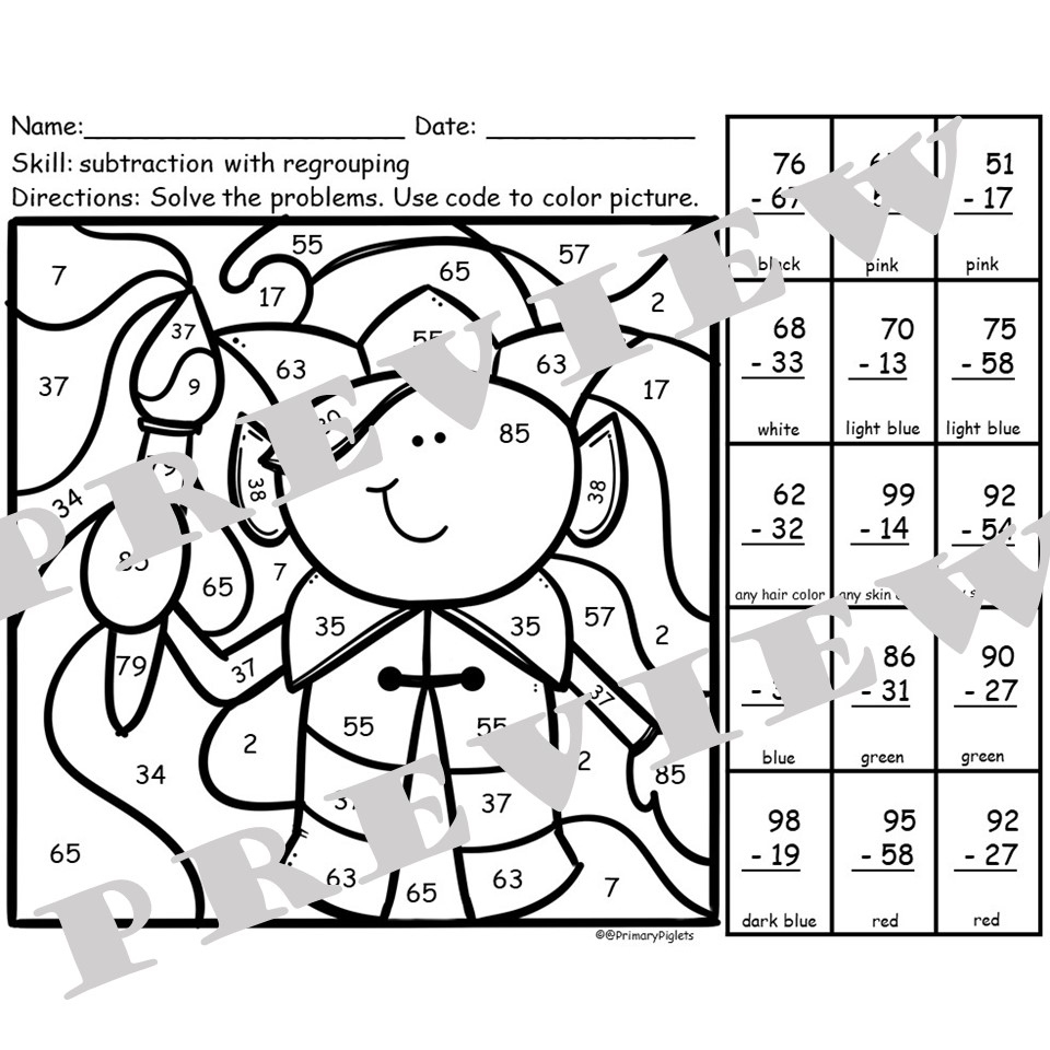 Free Christmas Subtraction With Regrouping Worksheet, Download intended for Christmas Subtraction Worksheets Regrouping
