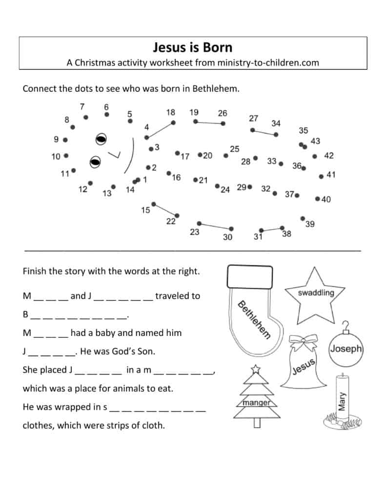 Free Christmas Worksheets For Kids (Free Printable Activity Sheets) with Free Christian Christmas Worksheets