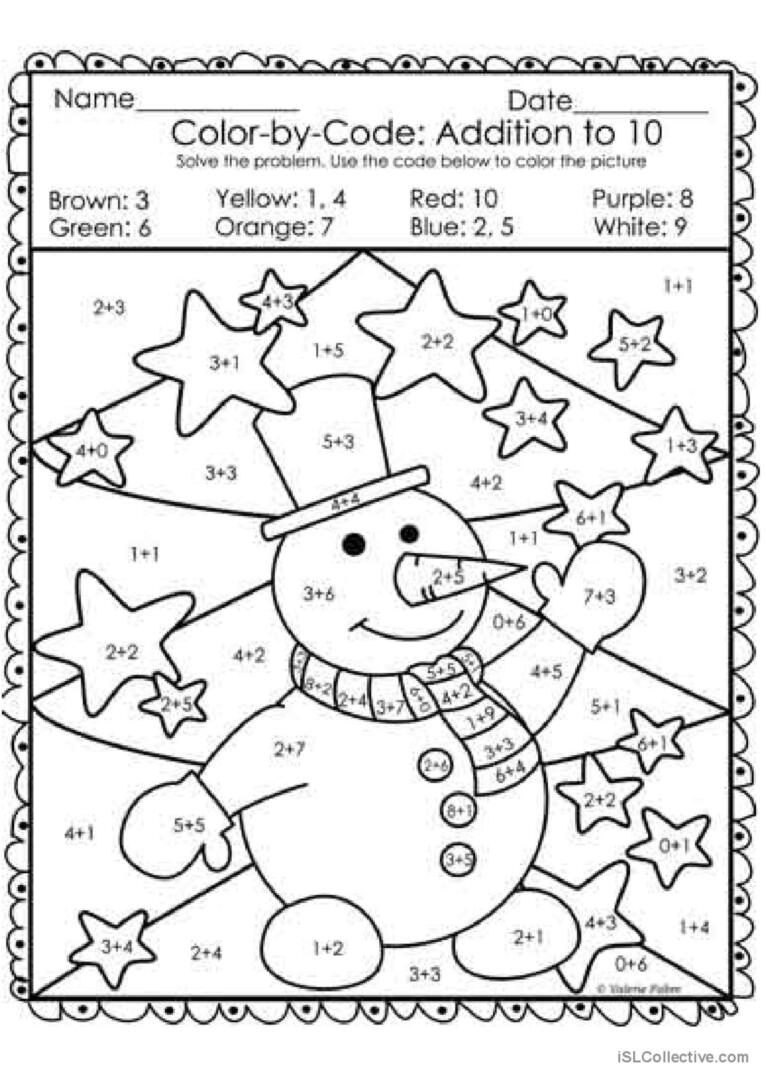 Free Colornumber Christmas Worksheet, Download Free Color in Christmas Color By Number Addition Worksheets