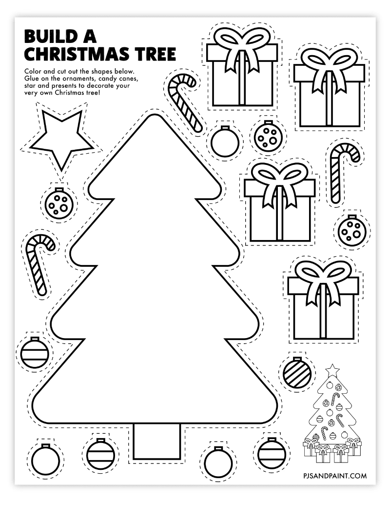 Free Printable Build A Christmas Tree Craft - Pjs And Paint pertaining to Decorate a Christmas Tree Worksheets