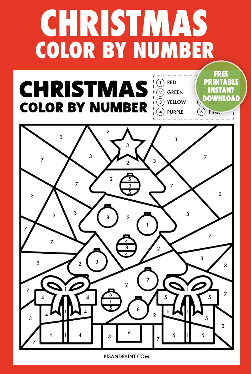 Free Printable Christmas Colornumber Worksheet - Pjs And Paint with Christmas in July Worksheets