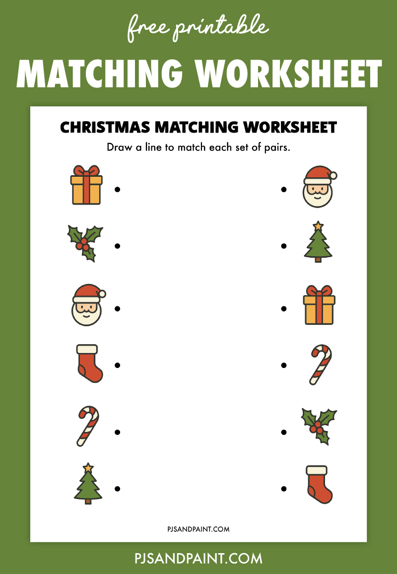 Free Printable Christmas Matching Worksheet - Pjs And Paint pertaining to Free Printable Christmas Matching Worksheets