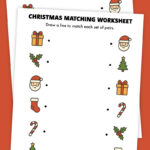 Free Printable Christmas Matching Worksheet   Pjs And Paint Throughout Christmas Word Match Worksheets