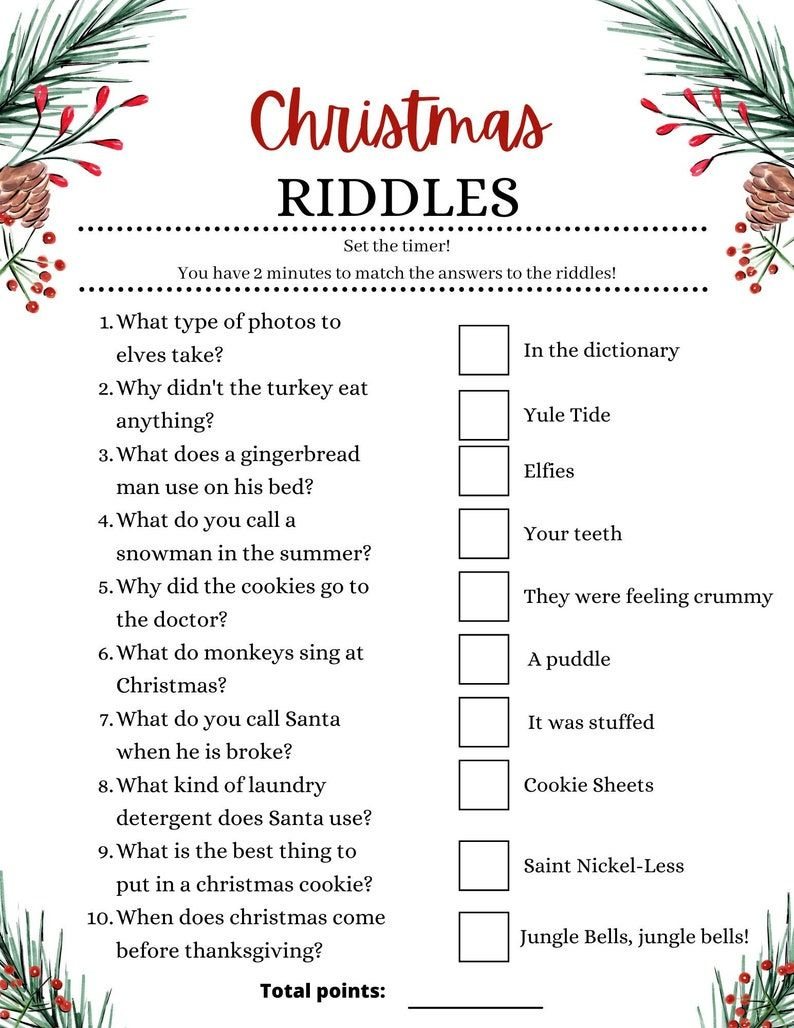 Free Printable Christmas Riddles, Download Free Printable with regard to Christmas Riddles Worksheets