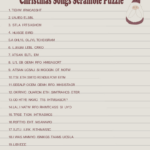 Free Printable Christmas Songs Scramble Puzzle Pertaining To Christmas Song Riddles Worksheets