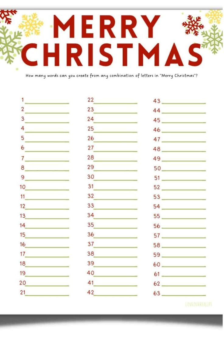 Free Printable: How Many Words Can You Make From Merry Christmas with regard to How Many Words Can You Make Out of Christmas Worksheets