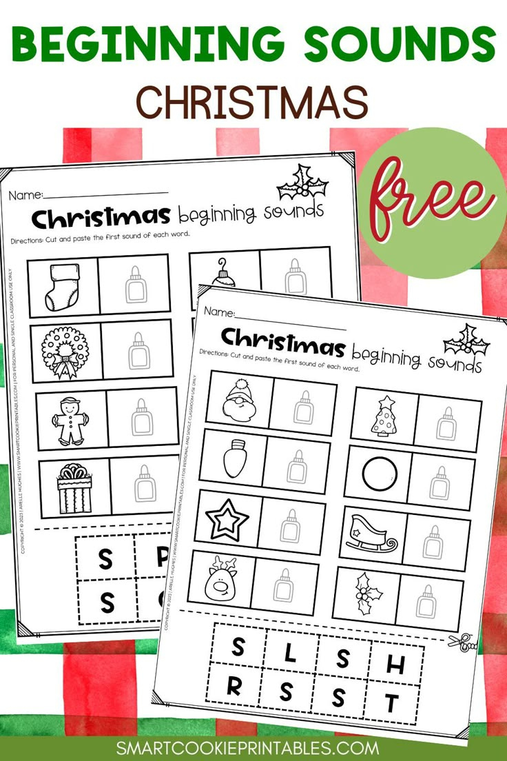 Free Worksheets Christmas Beginning Sounds for Christmas Beginning Sounds Worksheets