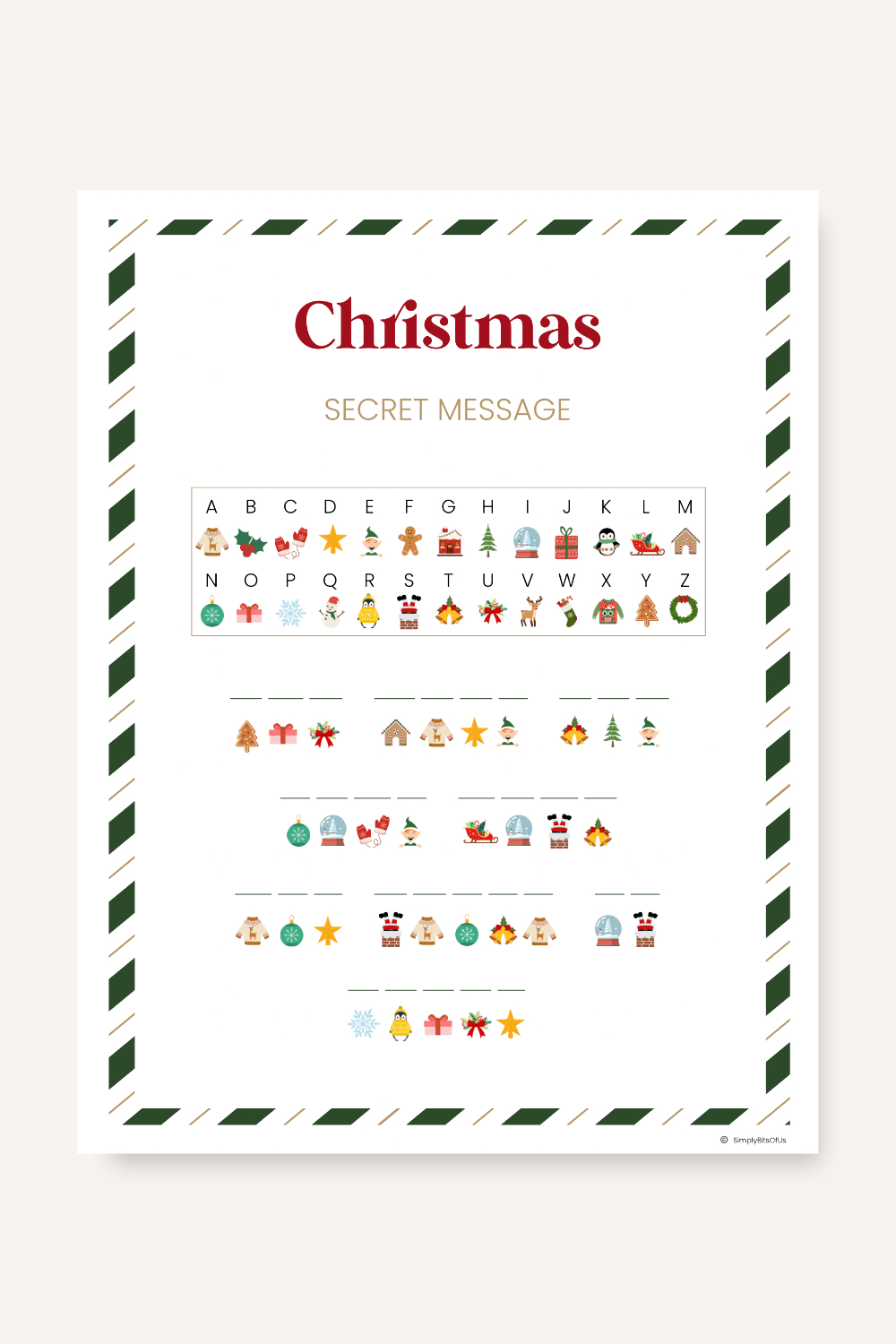 Fun Christmas Secret Message Printable For Kids - Simply Bits Of Us within Christmas Hidden Message Worksheets