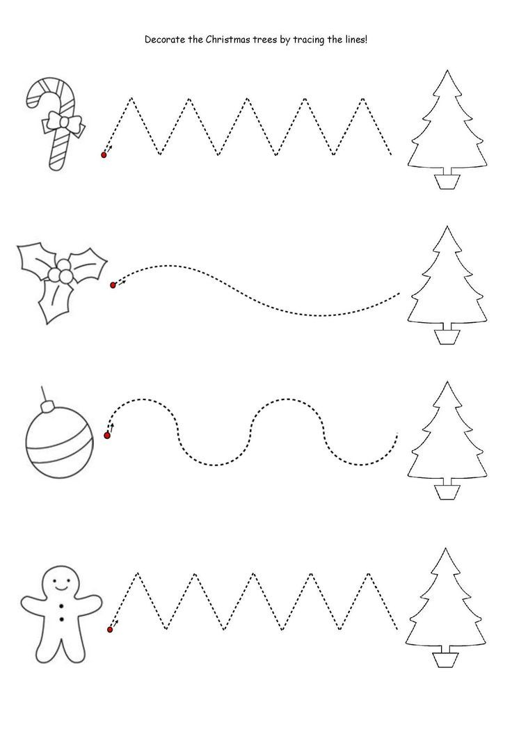 Get The Kids Tracing Lines To Match The Decoration To The Tree with regard to Christmas Line Tracing Worksheets
