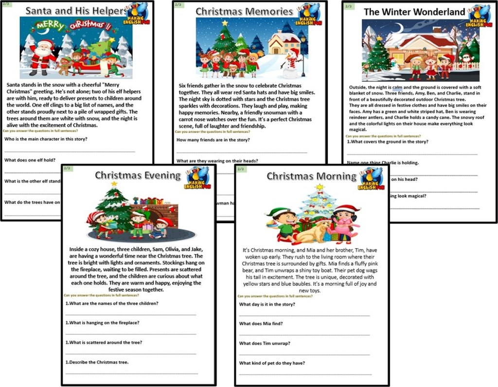 Grade 2 And 3: Christmas Reading Passagesmaking English Fun pertaining to Christmas Themed Reading Comprehension Worksheets