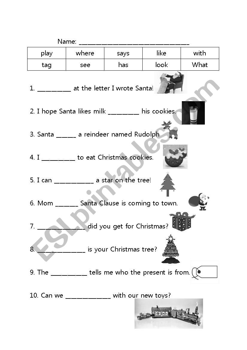 Helper Word Christmas Fill-In-The-Blank - Esl Worksheetsecily within Christmas Fill In The Blank Worksheets