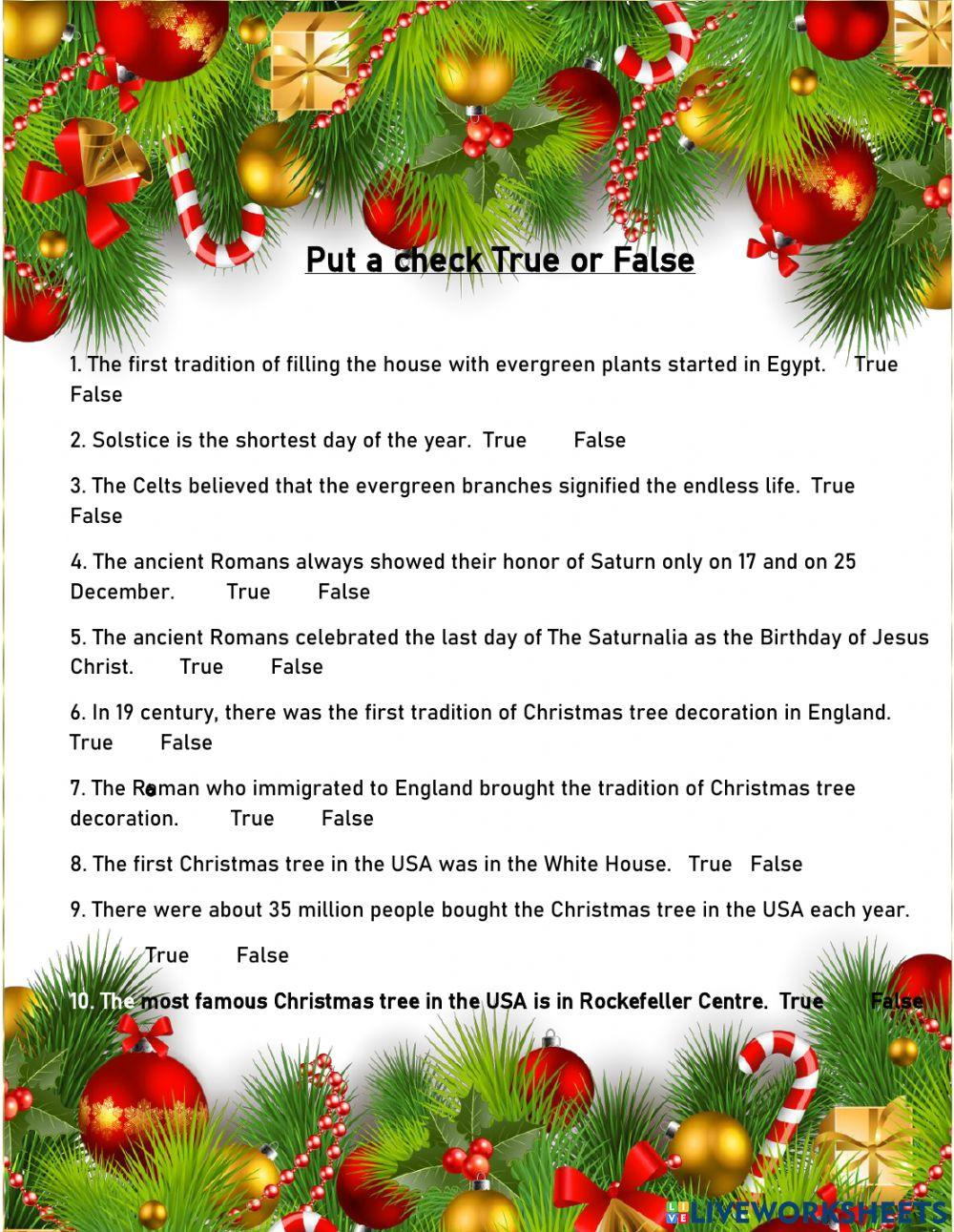 History Of Christmas Tree Worksheet Online Exercise For | Live for History Of Christmas Worksheets