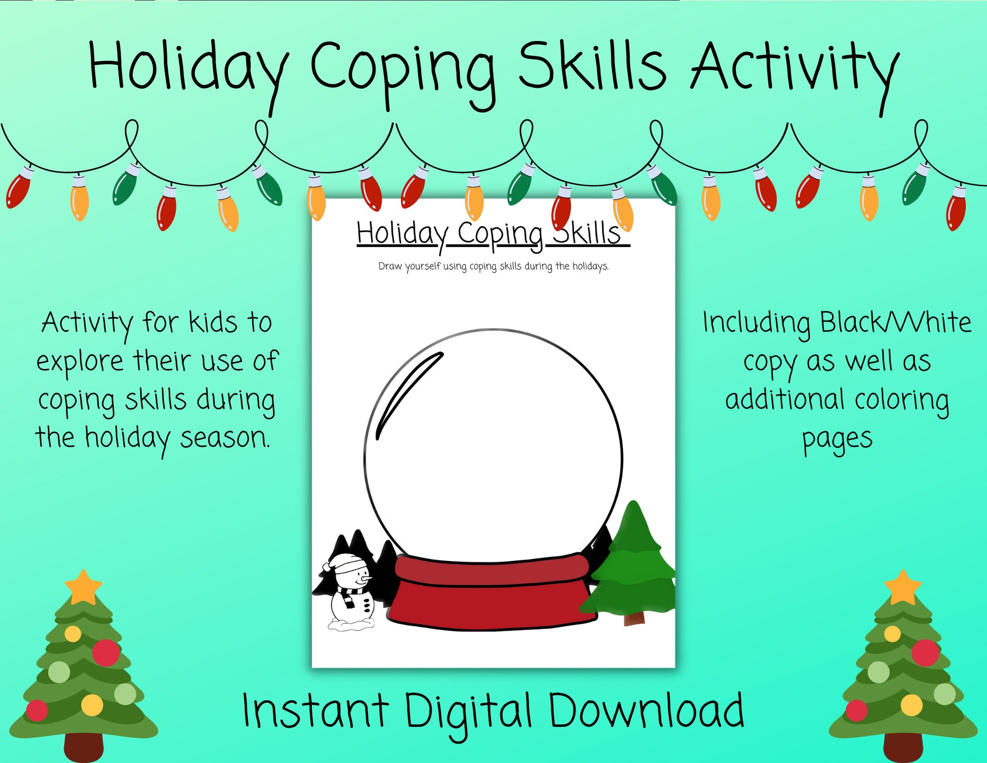 Holiday Coping Skills | Coping Skills Worksheet | Coloring Pages in Coping Skills Christmas Counseling Worksheets