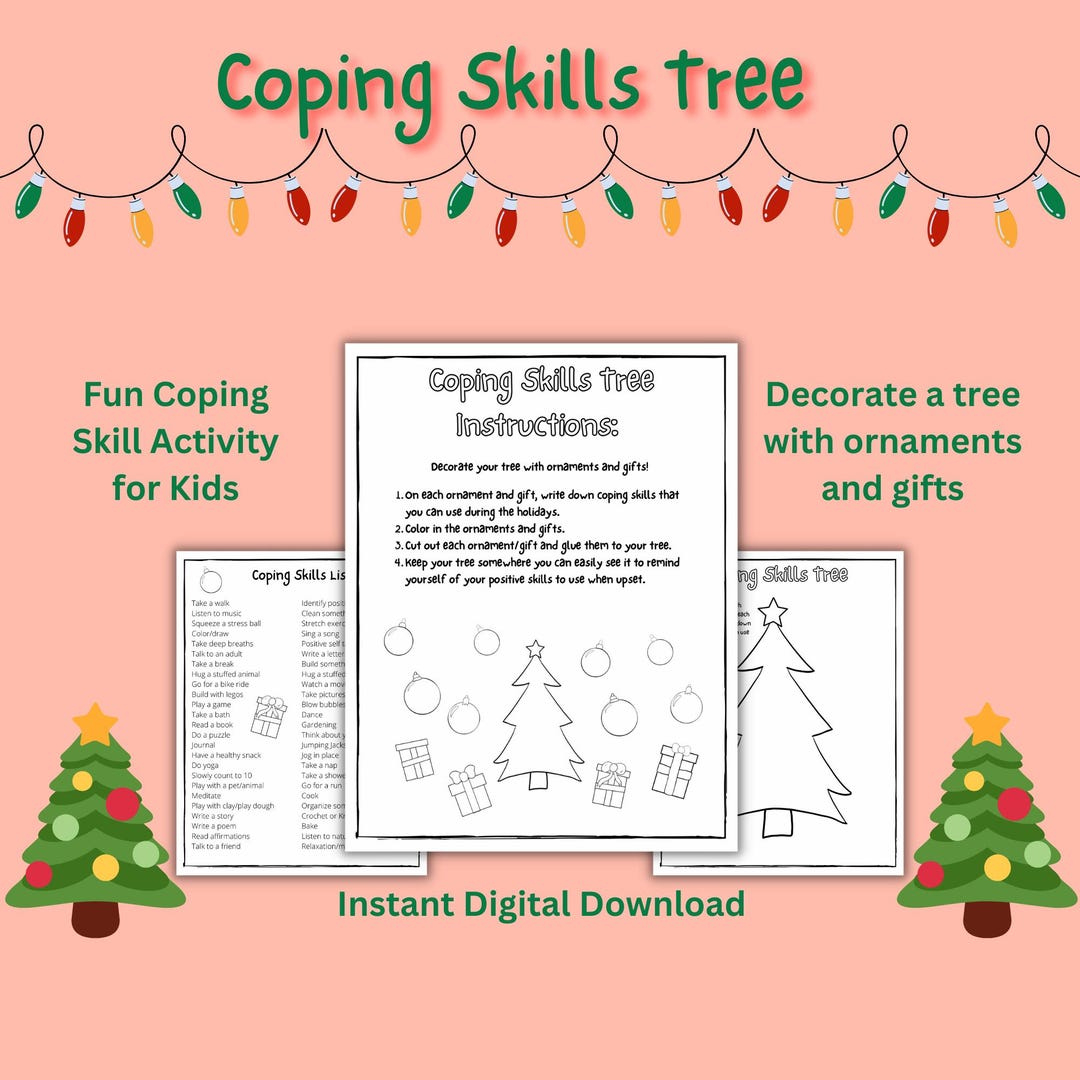 Holiday Print | Coping Skills Worksheet | Coping Skills Tree throughout Coping Skills Christmas Counseling Worksheets Free