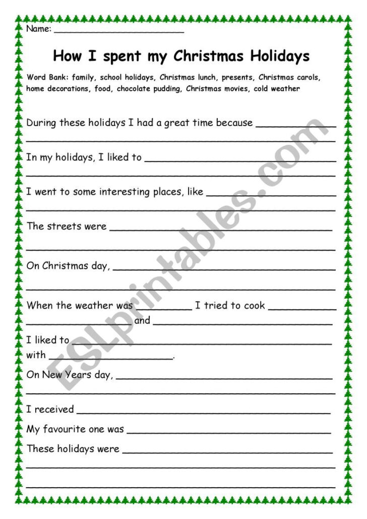All About My Christmas Worksheets All About My Christmas Worksheets