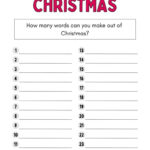 How Many Words Can You Make From Christmas   Worksheet In How Many Words Can You Make Out Of Christmas Worksheets