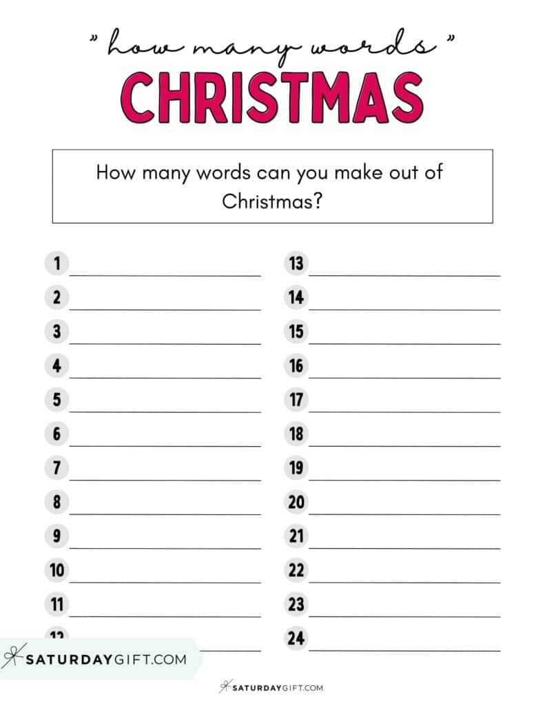 How Many Words Can You Make From Christmas - Worksheet in How Many Words Can You Make Out Of Christmas Worksheets