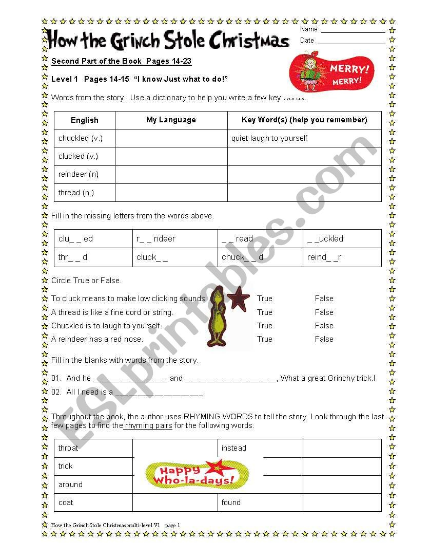 How The Grinch Stole Christmas Part 2/6 - Esl Worksheetdturner with regard to How The Grinch Stole Christmas Worksheets