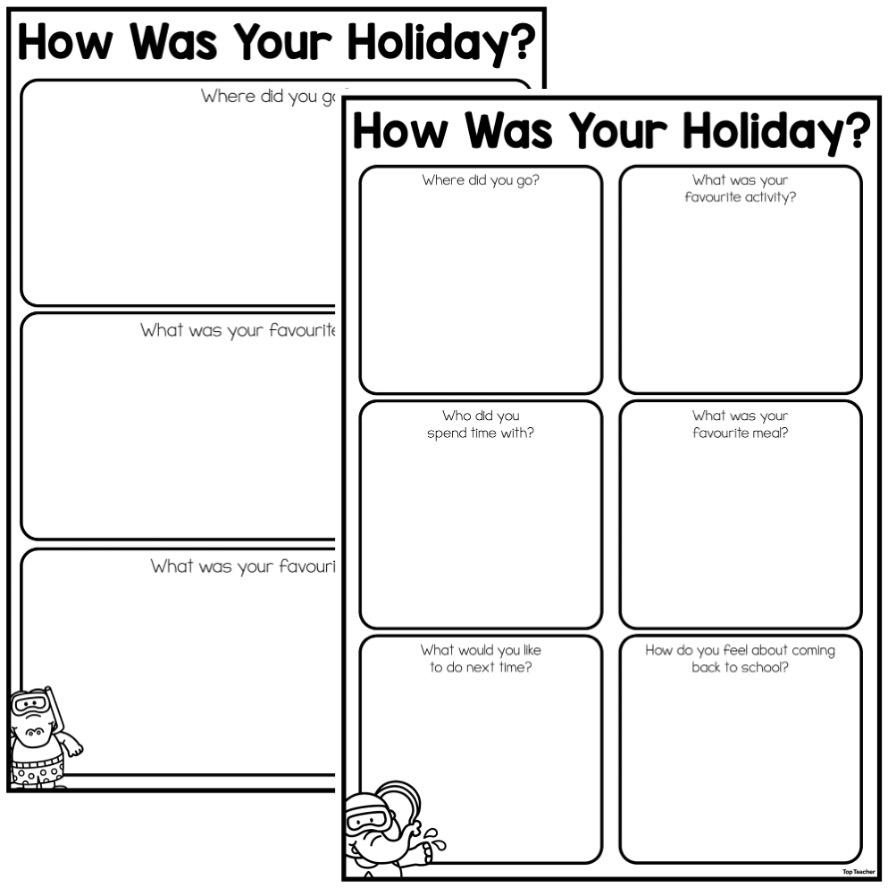 How Was Your Holiday? Back To School Writing Template - Top Teacher for What I Did Over Christmas Break Worksheets