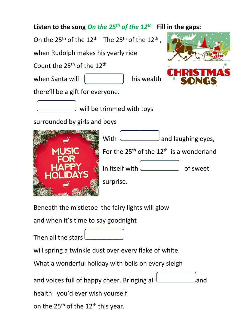 Listening To A Christmas Song Worksheet - Worksheets Library inside Christmas Song Worksheets With Pictures