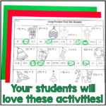 Long Division With Remainders Colornumber Christmas Math Intended For Christmas Long Division Worksheets