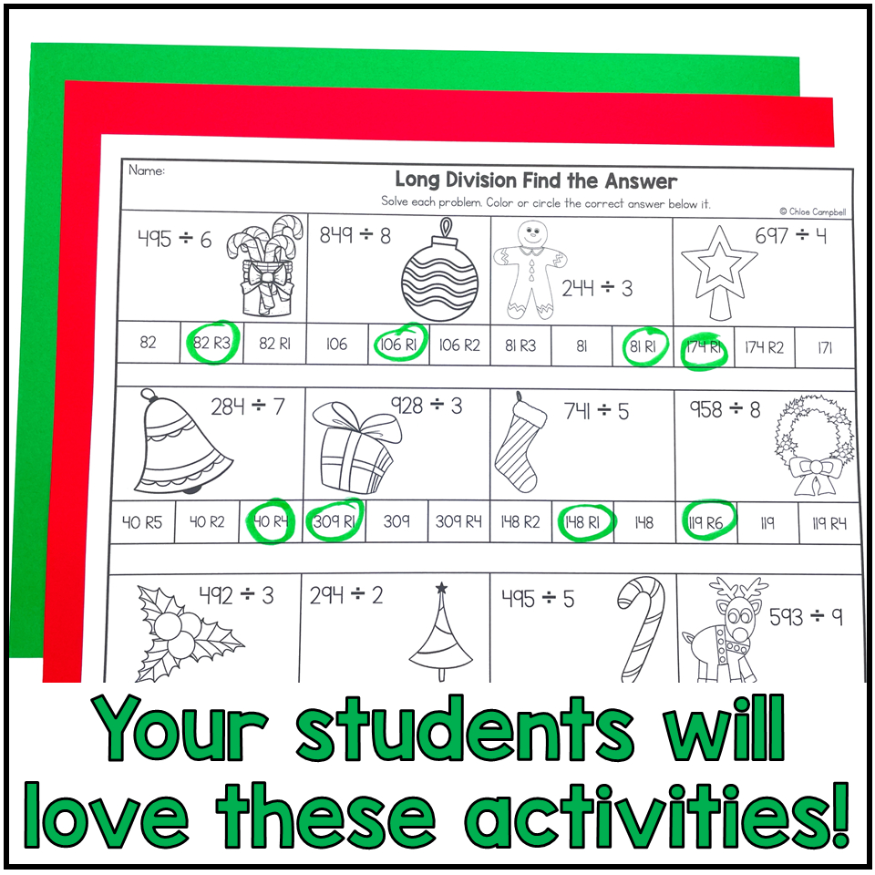 Long Division With Remainders Colornumber Christmas Math intended for Christmas Long Division Worksheets