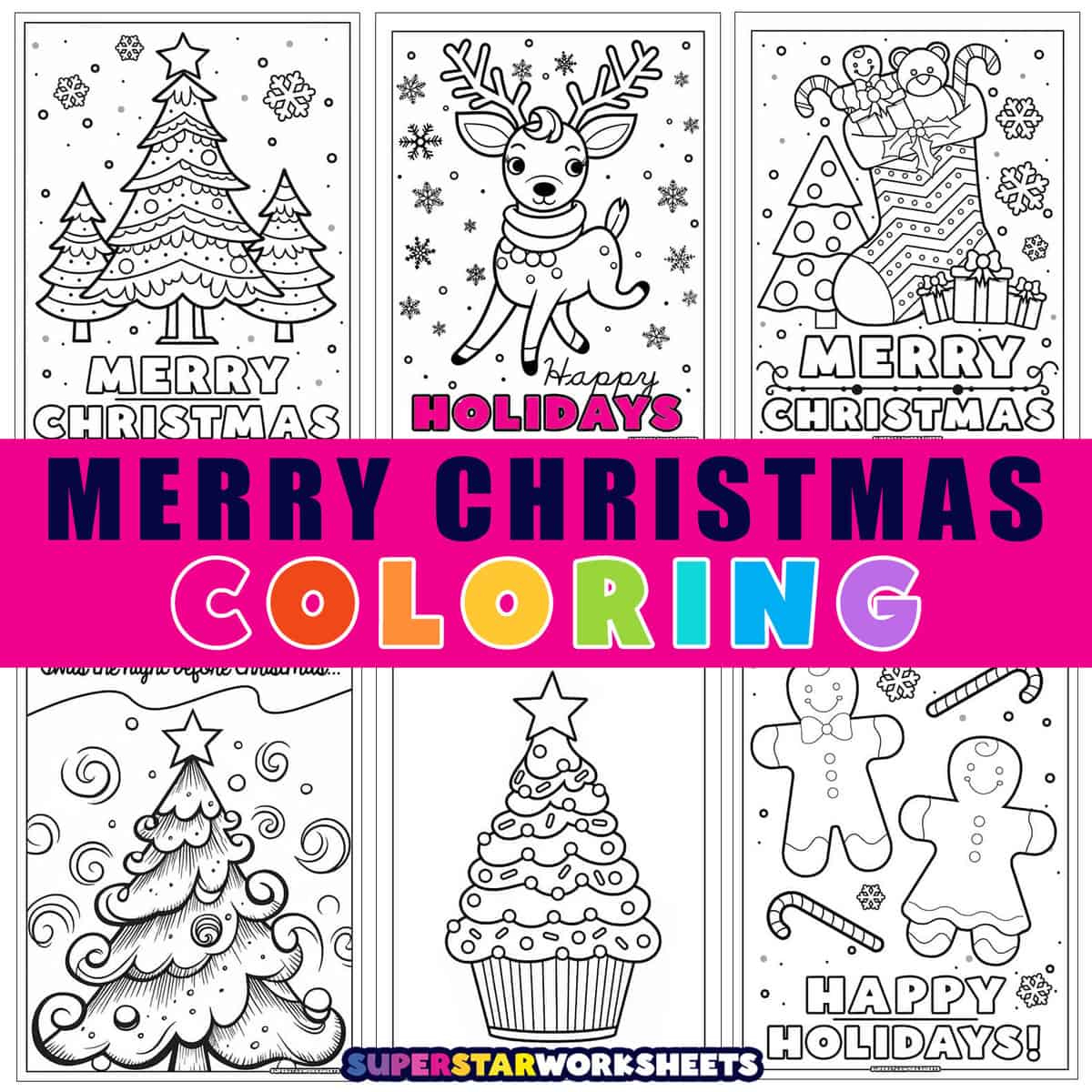 Merry Christmas Coloring Pages (Free Printables) - Superstar regarding Merry Christmas Coloring Worksheets
