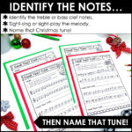Name That Tune Christmas Music Worksheets In Treble And Bass Clef Regarding Name That Tune Christmas Songs Worksheets