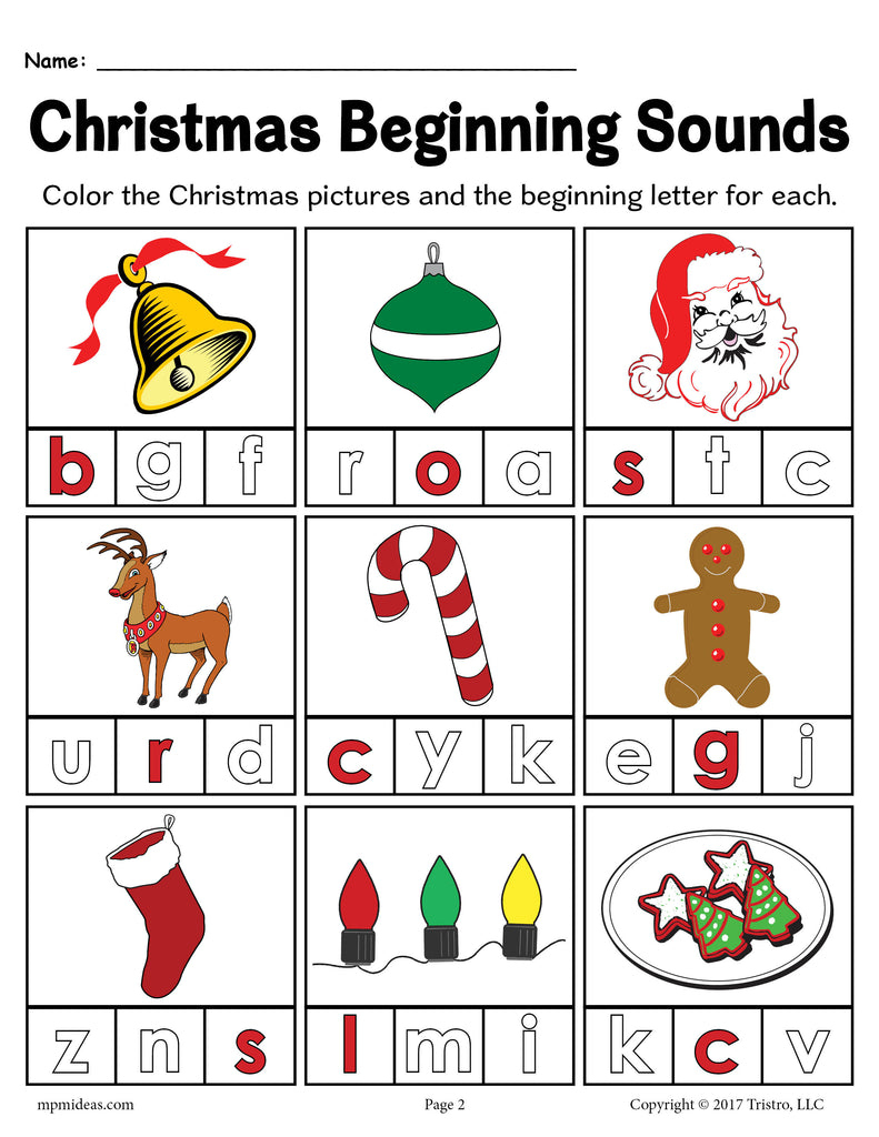 Printable Christmas Beginning Sounds Worksheet! - Worksheets Library for Christmas Phonics Worksheets Kindergarten
