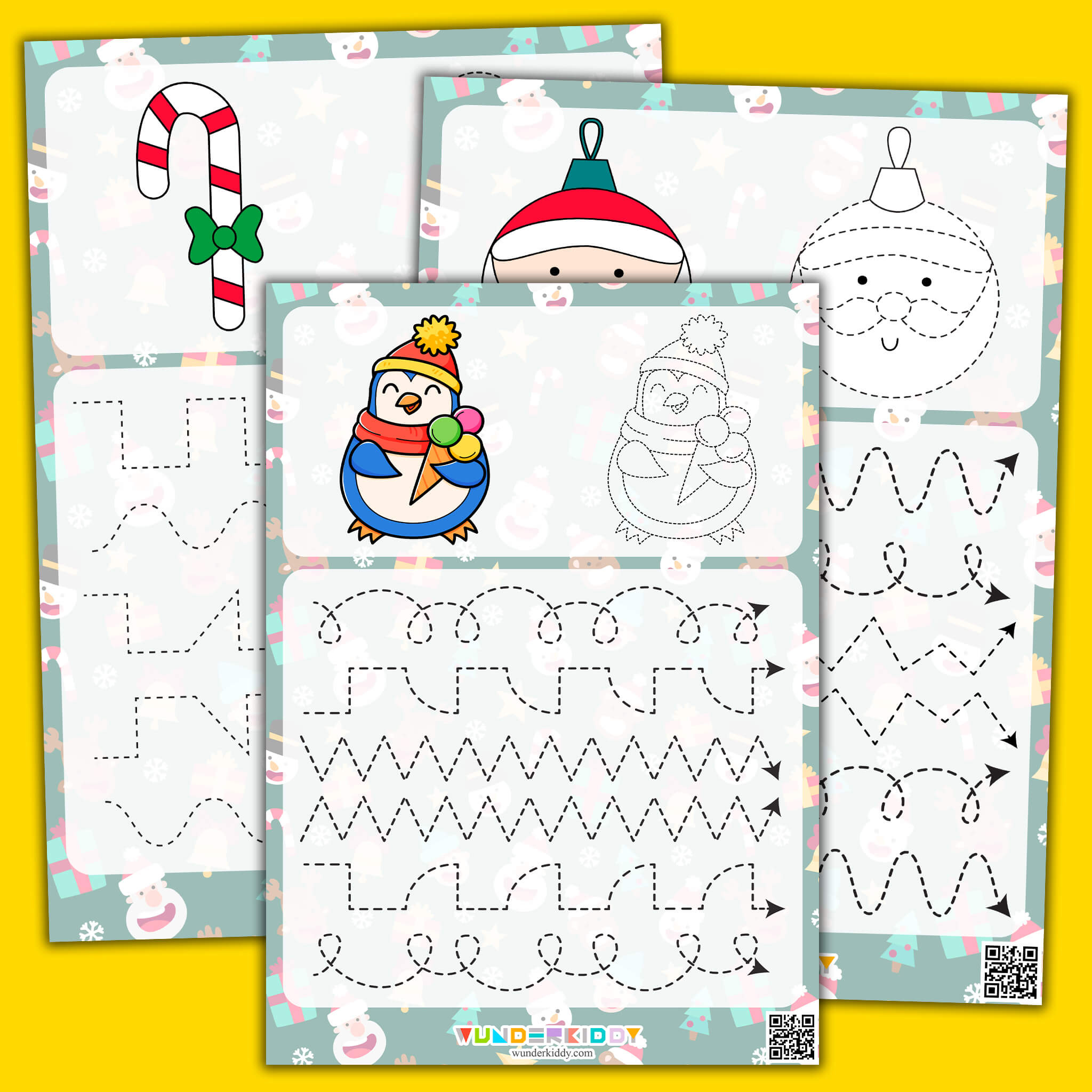 Printable Christmas Tracing Lines Pre-Writing Worksheet For Kids for Christmas Pencil Control Worksheets Tracing Lines