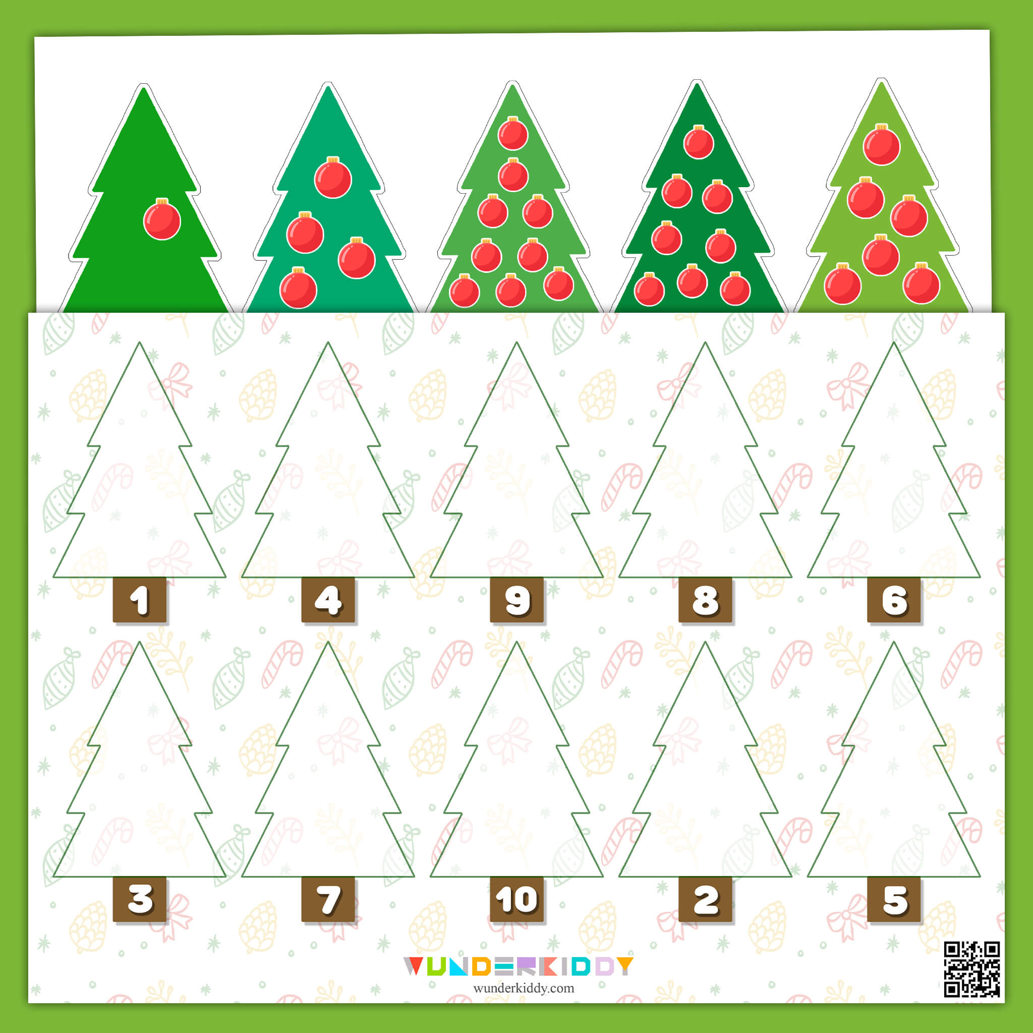 Printable Christmas Tree Counting Up To 10 Worksheet For Kids within Christmas Tree Counting Worksheets