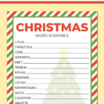 Printable Christmas Word Scramble   Chevron Lemon Regarding Christmas Unscramble Worksheets For Adults