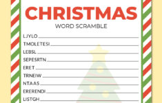 Printable Christmas Word Scramble - Chevron Lemon regarding Christmas Unscramble Worksheets For Adults