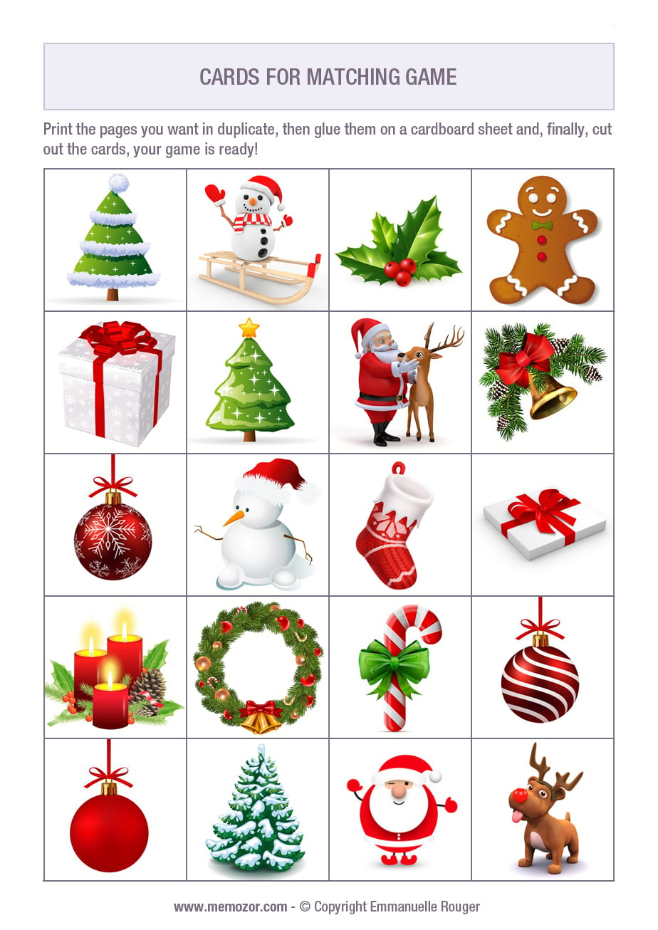 Printable Matching Game - Christmas - Print And Cut Out The Cards throughout A Christmas Memory Worksheets