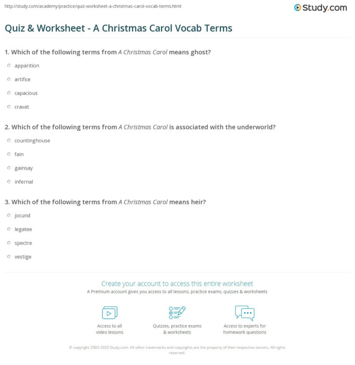 A Christmas Carol Vocabulary Worksheets Answers A Christmas Carol Vocabulary Worksheets Answers