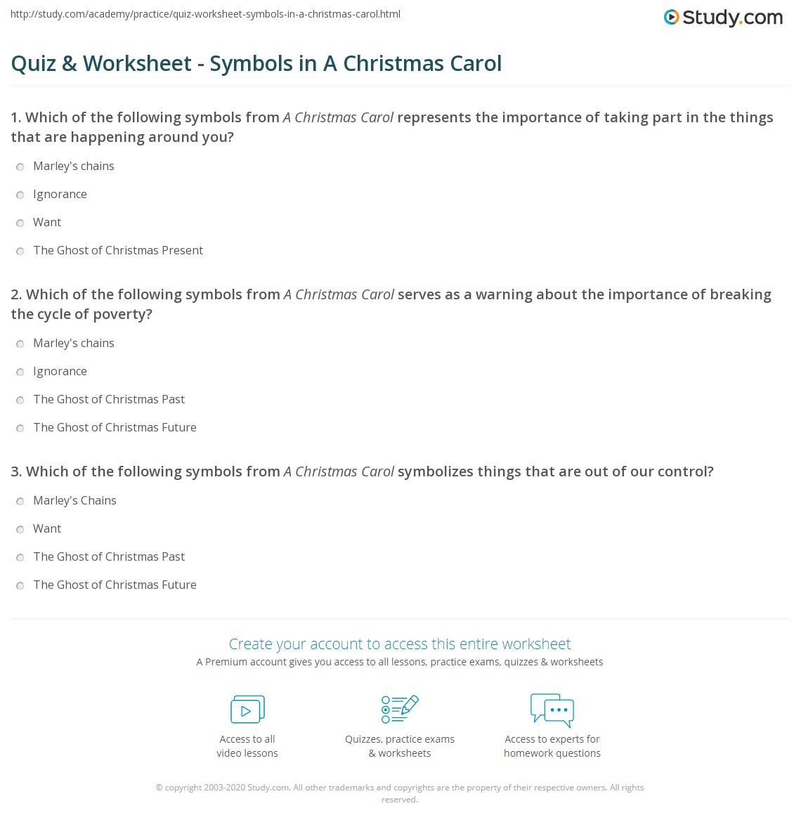 Quiz &amp;amp; Worksheet - Symbols In A Christmas Carol | Study with A Christmas Carol Symbols Worksheets Answers