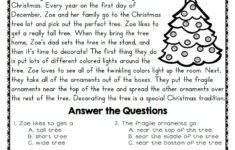 Reading Comprehension Passages And Questions For December intended for Free Christmas Reading Comprehension Worksheets