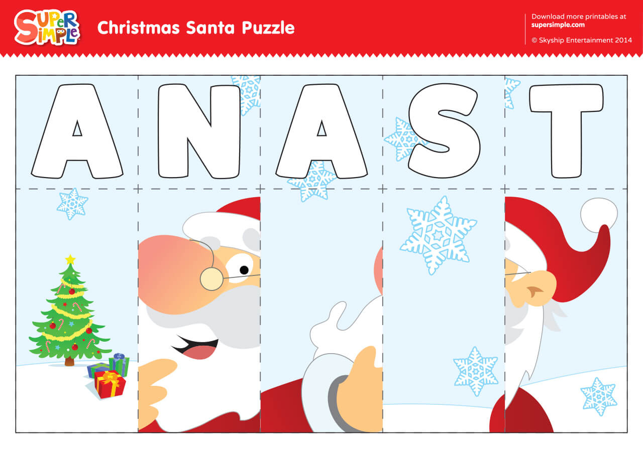 S-A-N-T-A Puzzle - Super Simple pertaining to Christmas Music Puzzles Worksheets