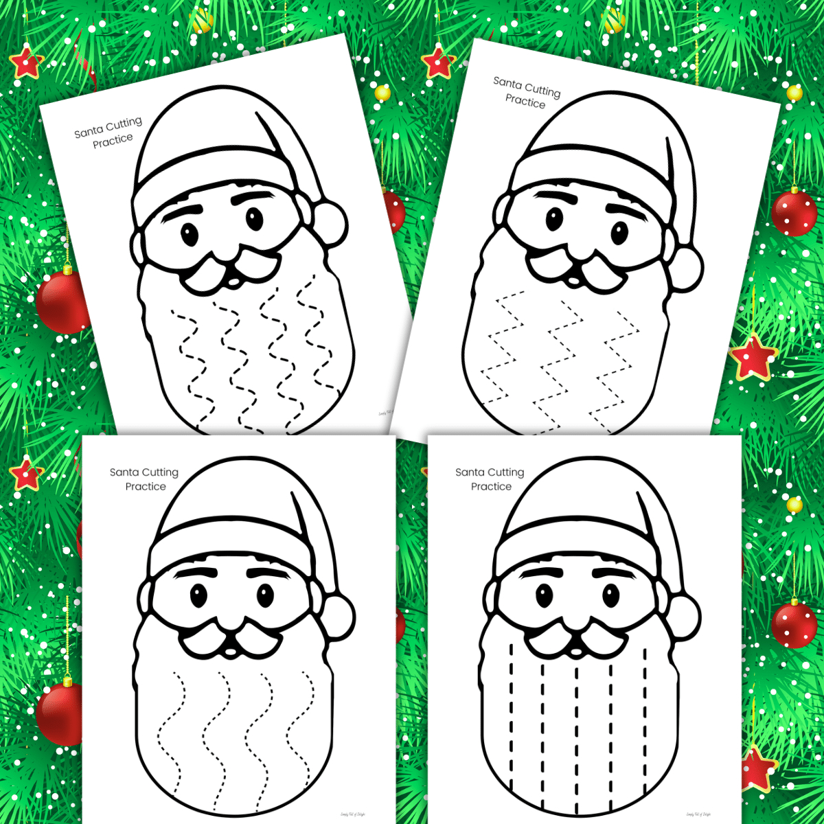 Santa Beard Cutting Skills Worksheets For Christmas - Simply Full pertaining to Christmas Scissor Skills Worksheets