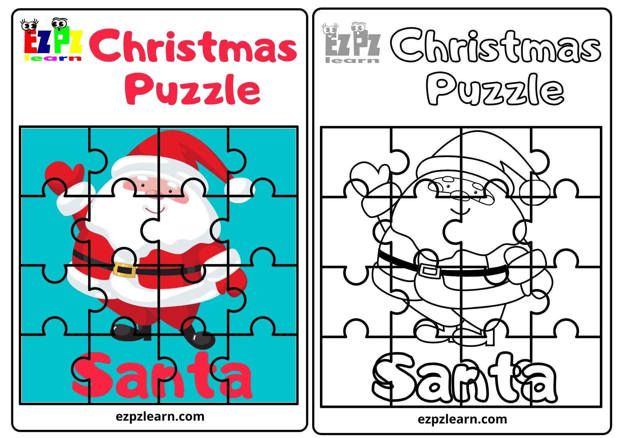 Santa Christmas Puzzle Hard - Ezpzlearn pertaining to Christmas Puzzle Worksheets Printable